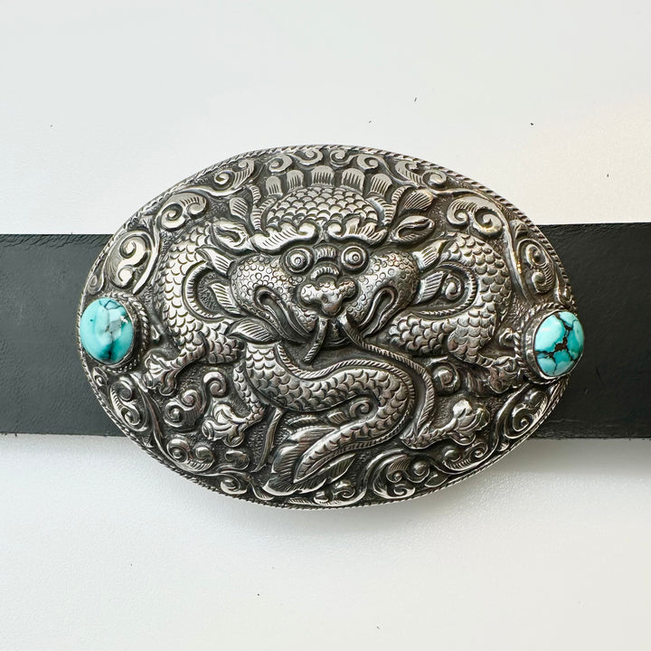Silver dragon belt buckle