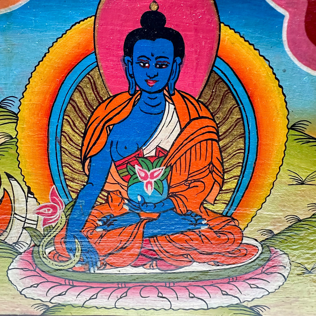 Grosse Tibetische Buddha-Holzschatulle