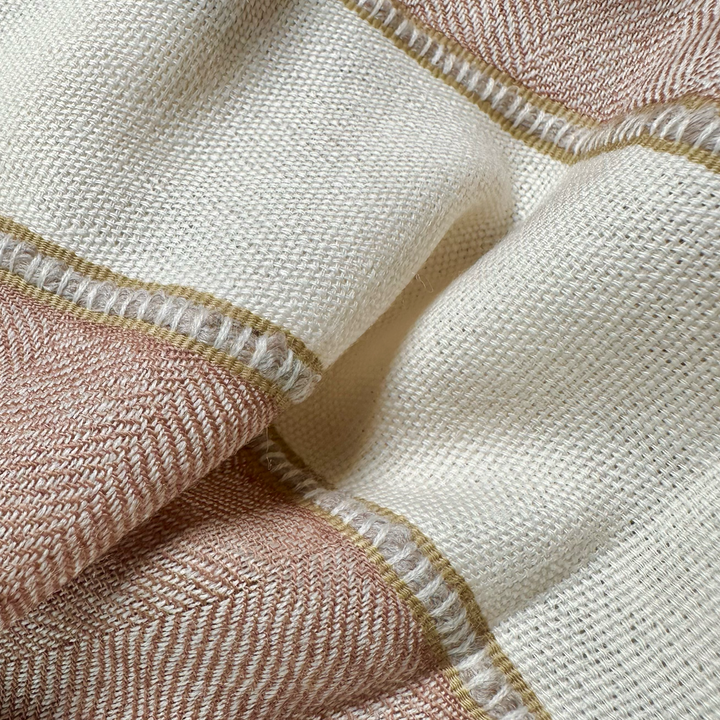 Himalaya Schal • 80% Wolle, 20% Pashmina • Beige & Offwhite