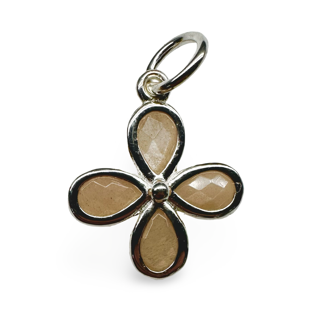 Orange moonstone pendant, silver or gold-plated silver