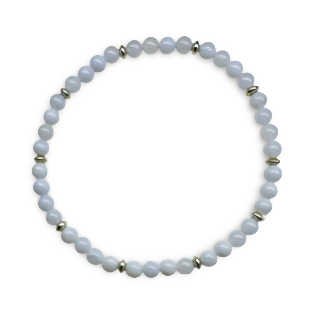 Mala-Armband mit Chalcedon und Silber