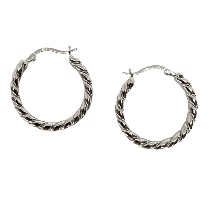 Creoles with twist pattern Ø 25 mm, silver or gold-plated