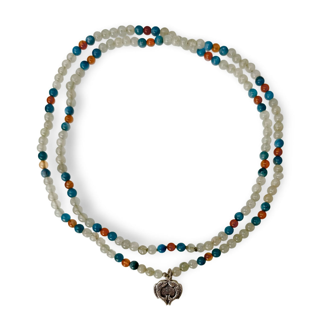 Achat - / Apatit - / Karneol - Kette mit Fisch - Anhänger - Atelier Tibet