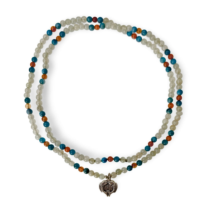 Achat - / Apatit - / Karneol - Kette mit Fisch - Anhänger - Atelier Tibet