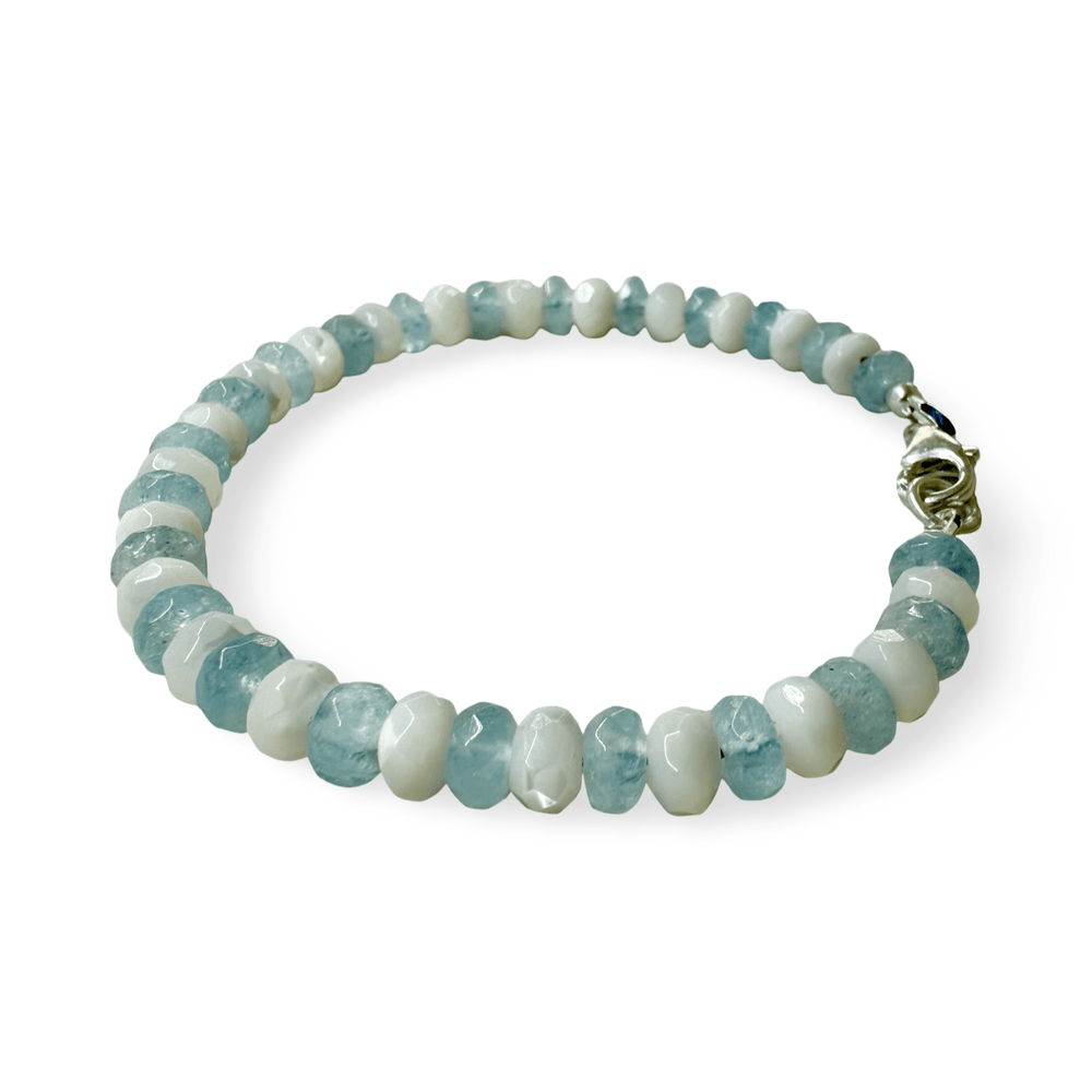 Armband aus Aquamarin und Perlmutt - Atelier Tibet