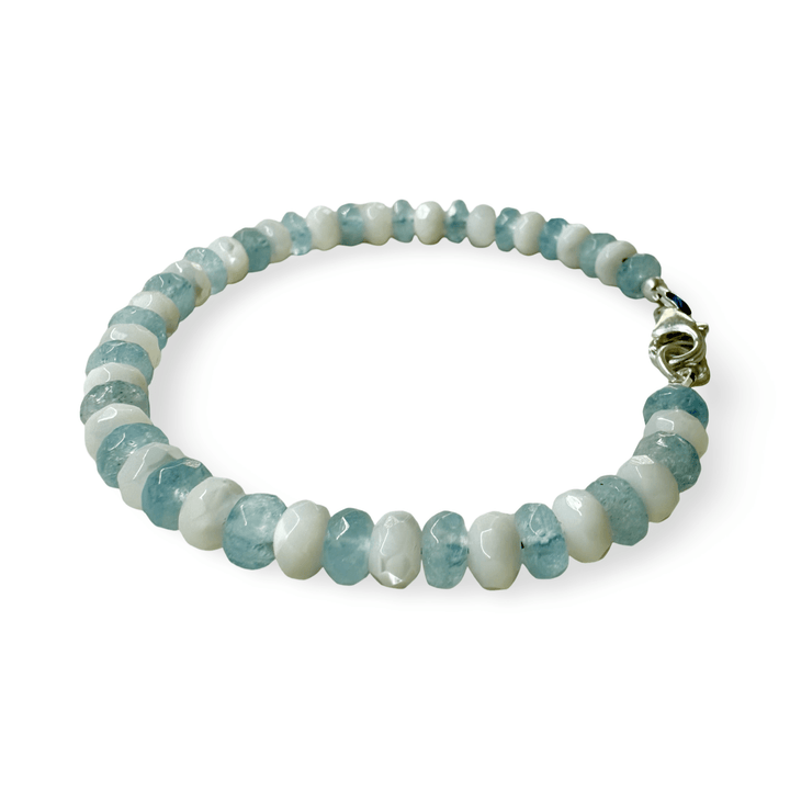 Armband aus Aquamarin und Perlmutt - Atelier Tibet