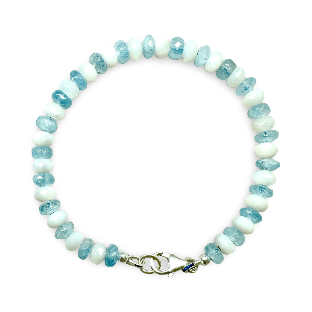Armband aus Aquamarin und Perlmutt - Atelier Tibet