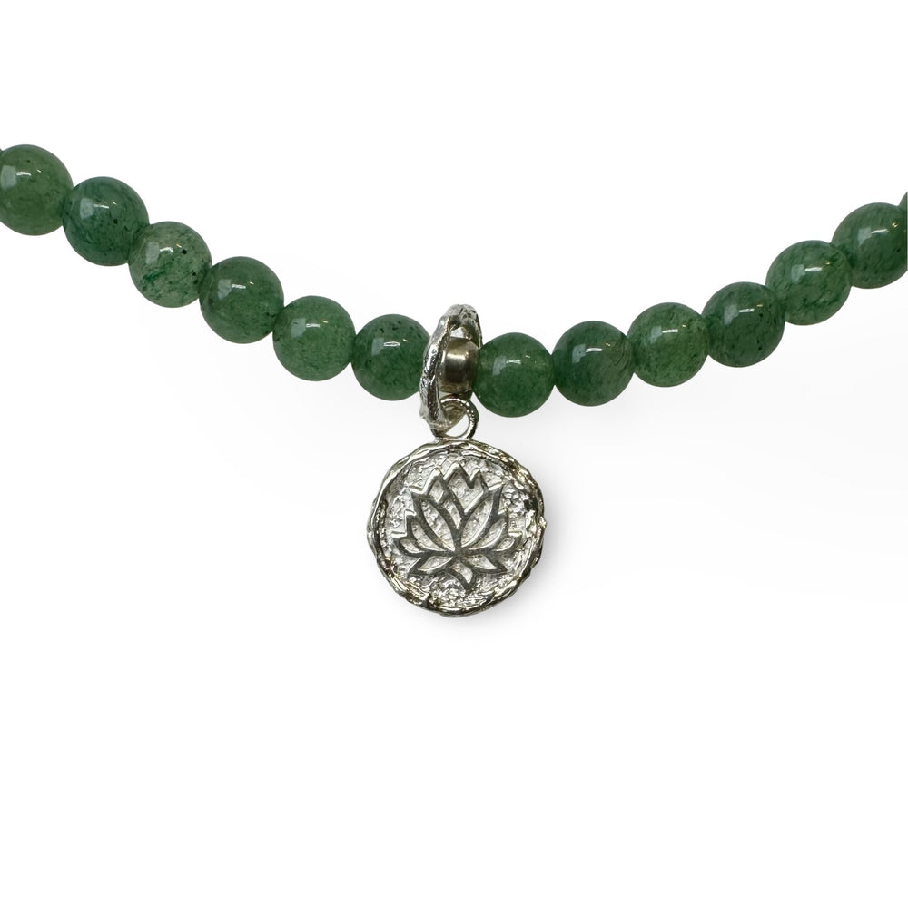 Aventurin - Kette mit Lotus - Anhänger - Atelier Tibet