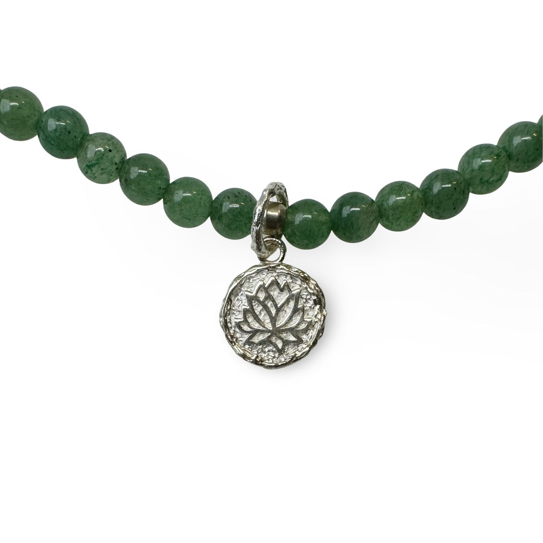 Aventurin - Kette mit Lotus - Anhänger - Atelier Tibet