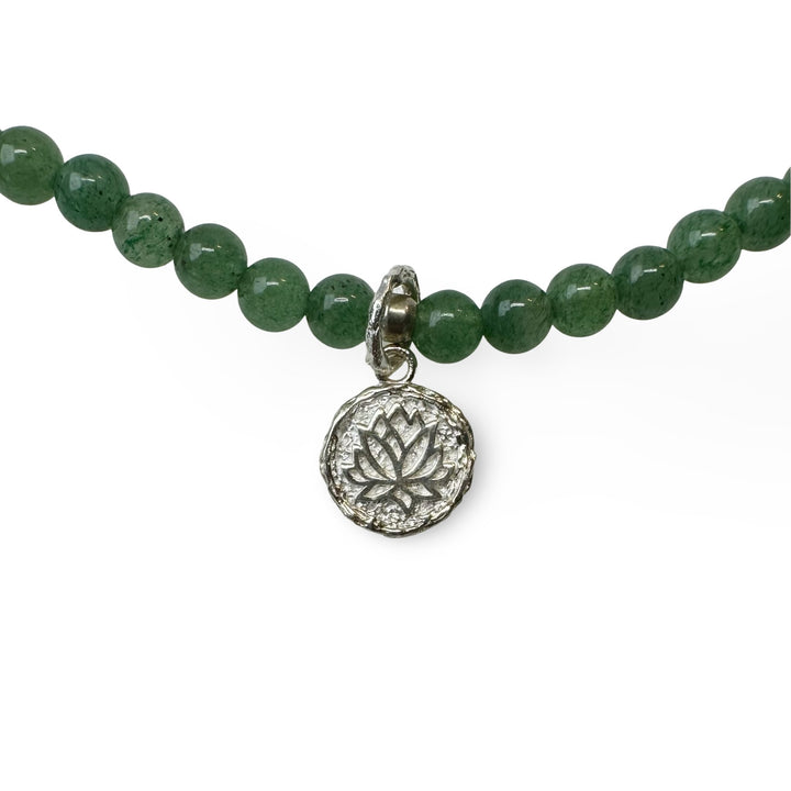Aventurin - Kette mit Lotus - Anhänger - Atelier Tibet