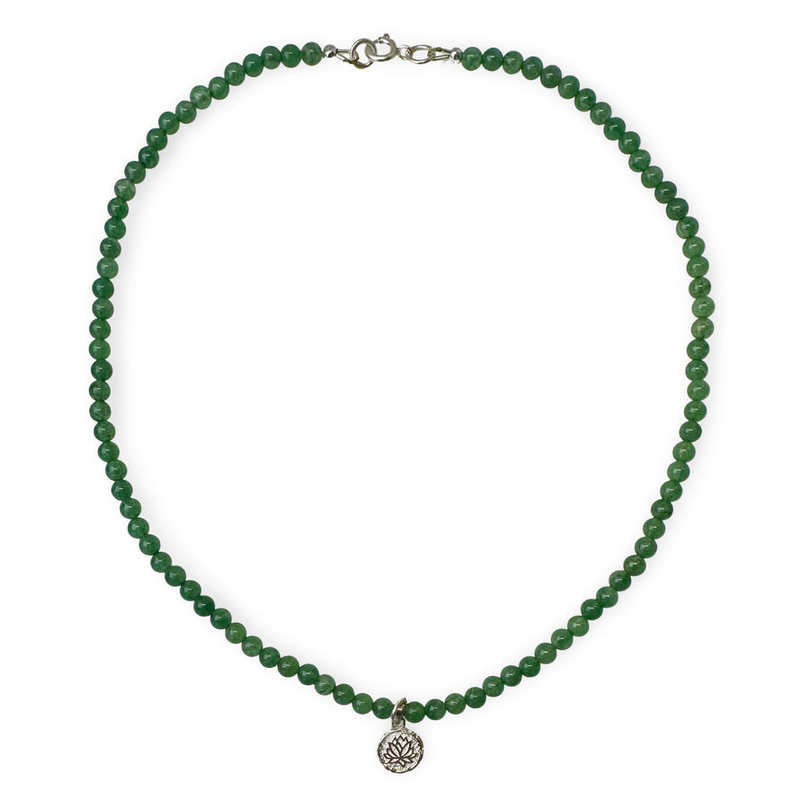 Aventurin - Kette mit Lotus - Anhänger - Atelier Tibet