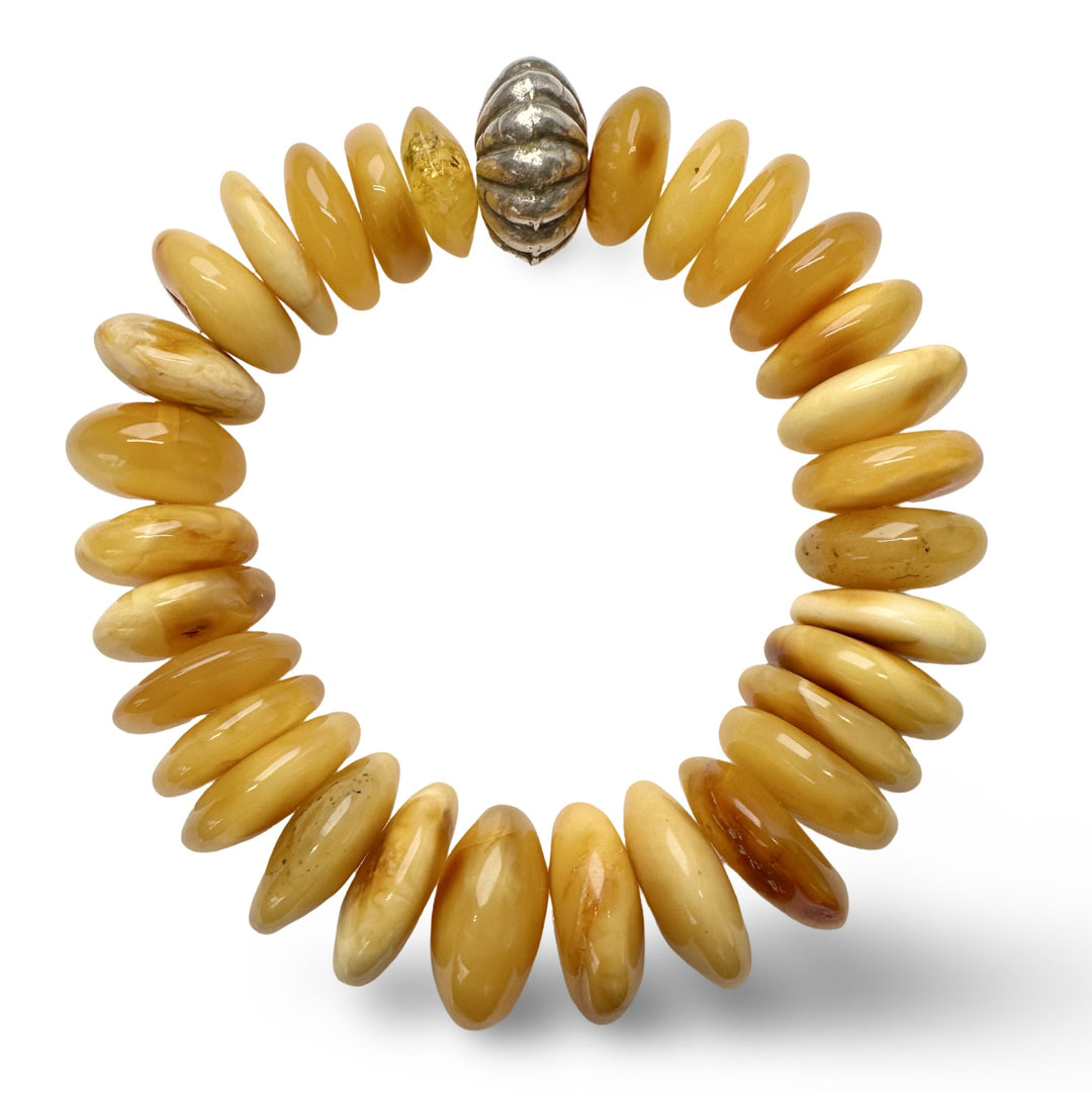 Bernstein Armband mit Silberperle - Atelier Tibet