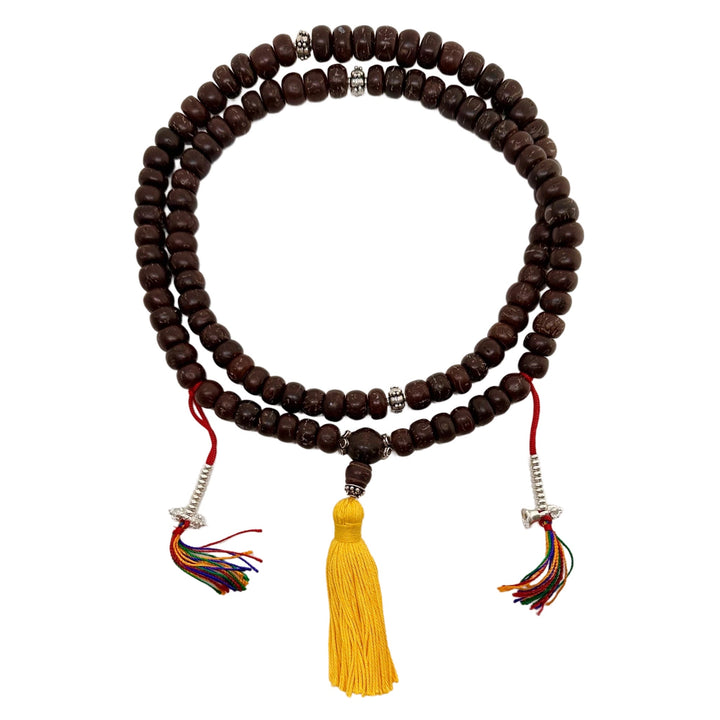 Bodhisamen-Mala mit Silberperlen, Counter und Quaste - Atelier Tibet