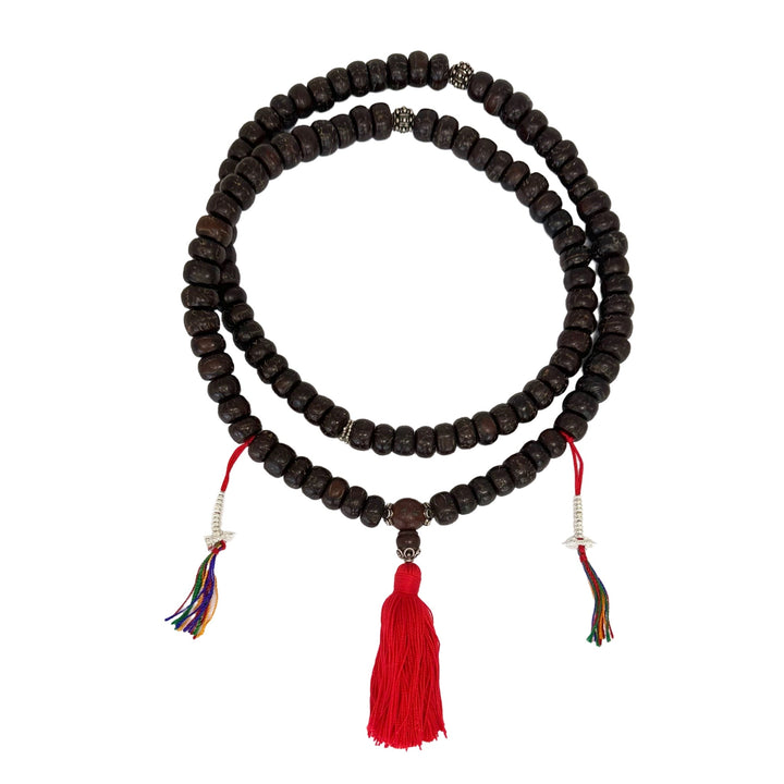 Bodhisamen-Mala mit Silberperlen und Quaste - Atelier Tibet