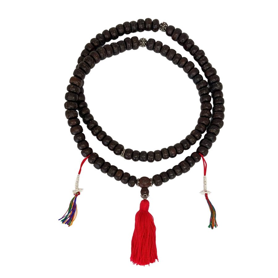 Bodhisamen-Mala mit Silberperlen und Quaste - Atelier Tibet