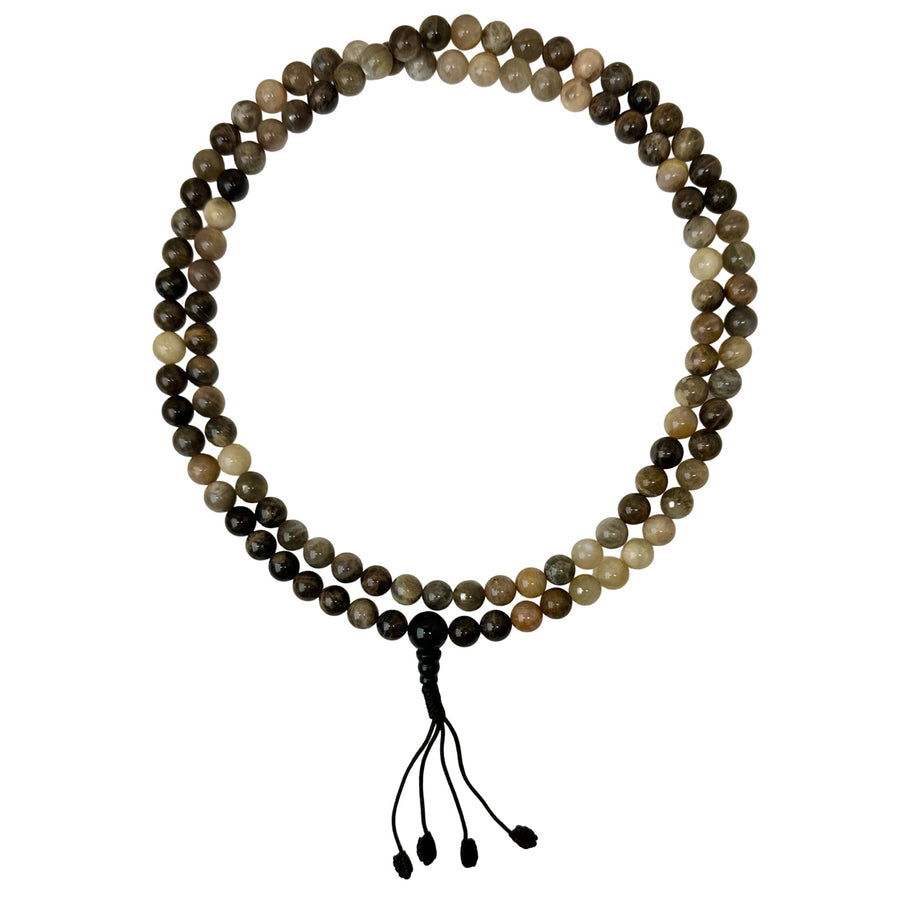 Brauner Mondstein Mala Gebetskette - Atelier Tibet