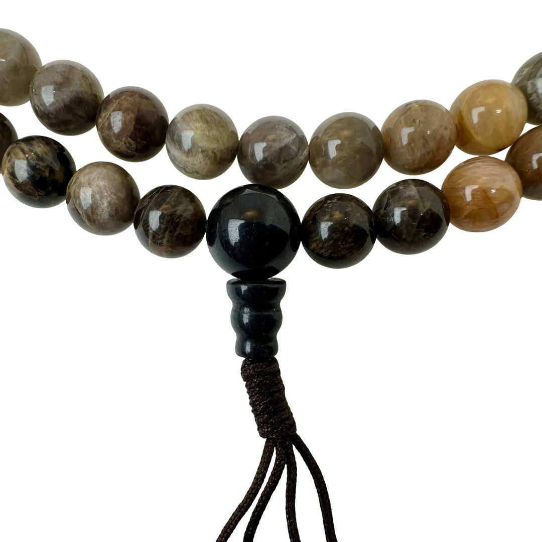 Brauner Mondstein Mala Gebetskette - Atelier Tibet