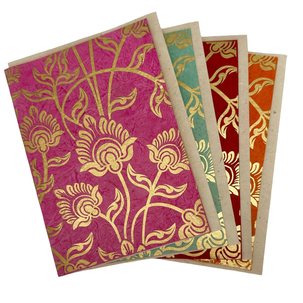 Doppelkarte «Lotus» mit Umschlag aus Lokta-Papier - Atelier Tibet