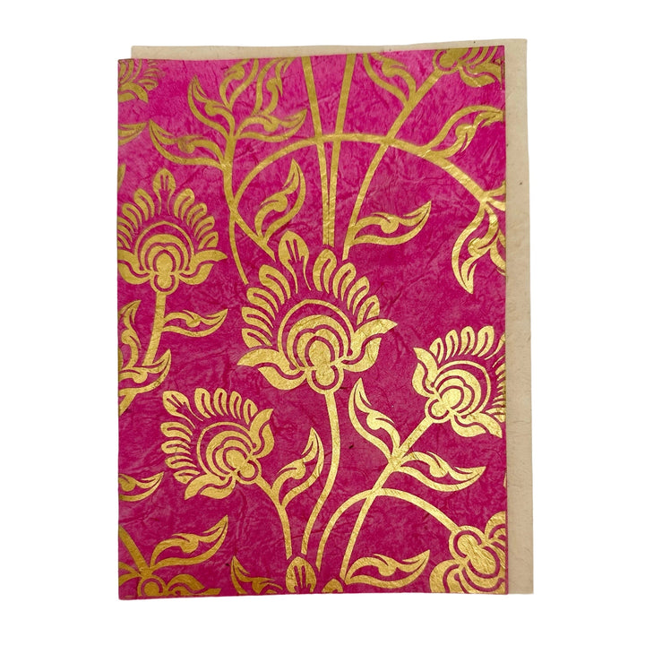Doppelkarte «Lotus» mit Umschlag aus Lokta-Papier - Atelier Tibet
