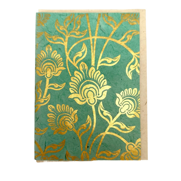 Doppelkarte «Lotus» mit Umschlag aus Lokta-Papier - Atelier Tibet