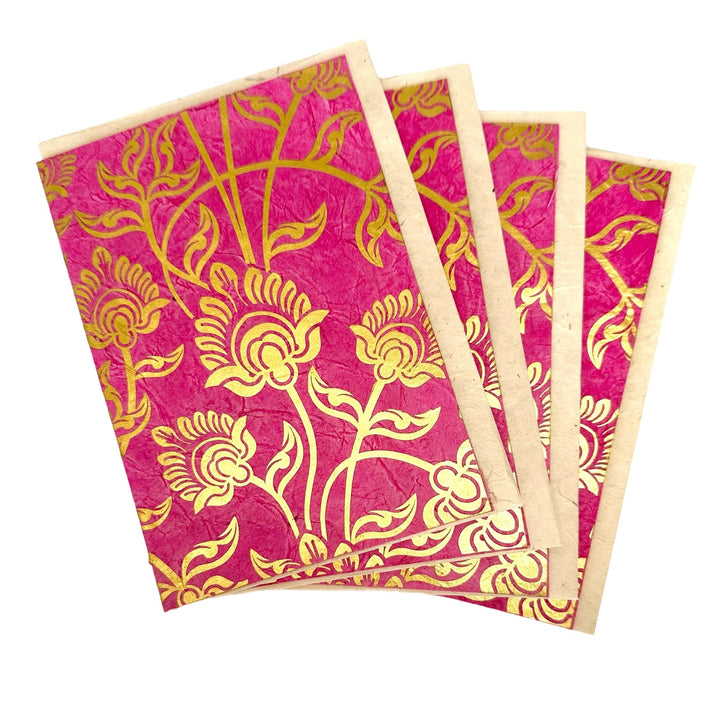 Doppelkarte «Lotus» mit Umschlag aus Lokta-Papier - Atelier Tibet