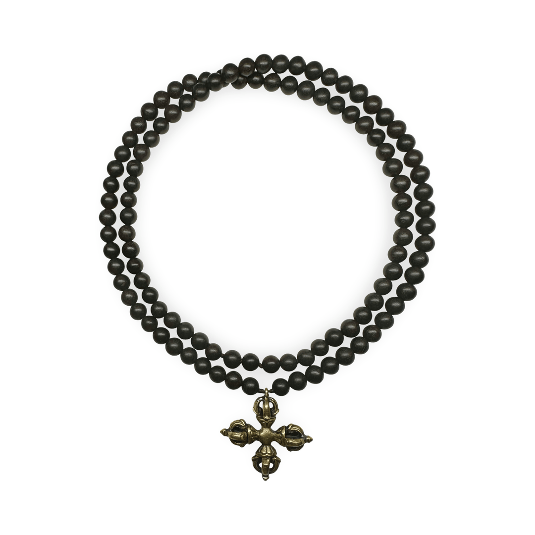 Ebenholz - Mala mit Doppel - Vajra - Atelier Tibet