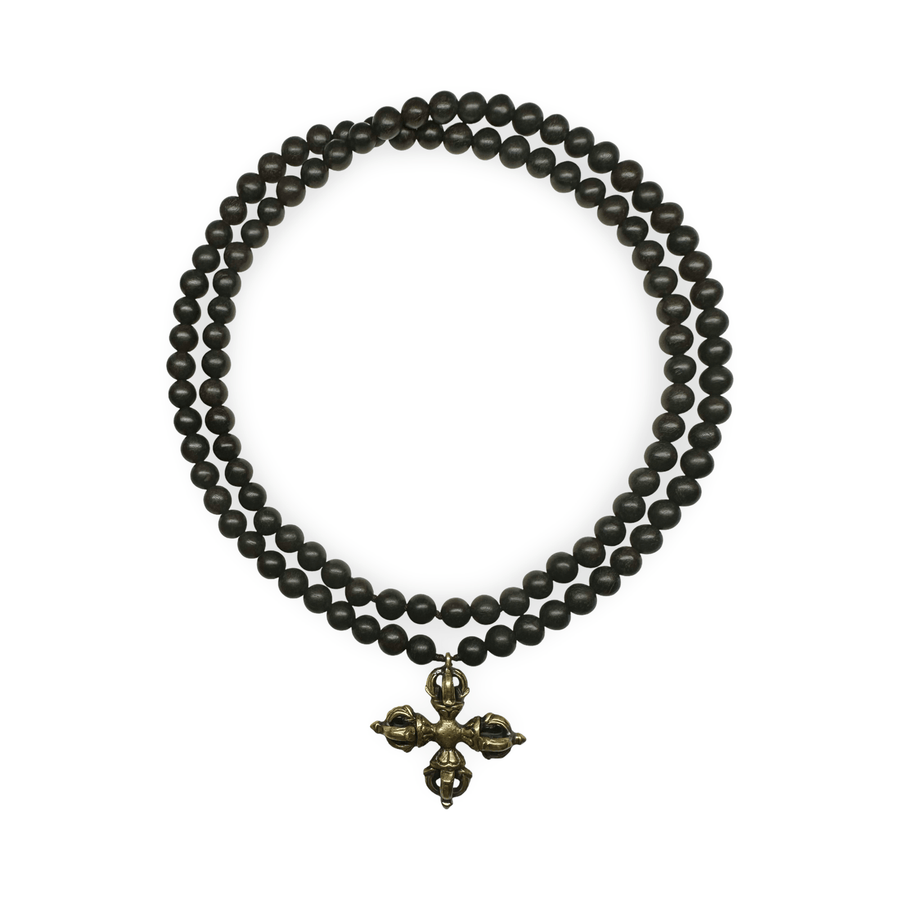 Ebenholz - Mala mit Doppel - Vajra - Atelier Tibet