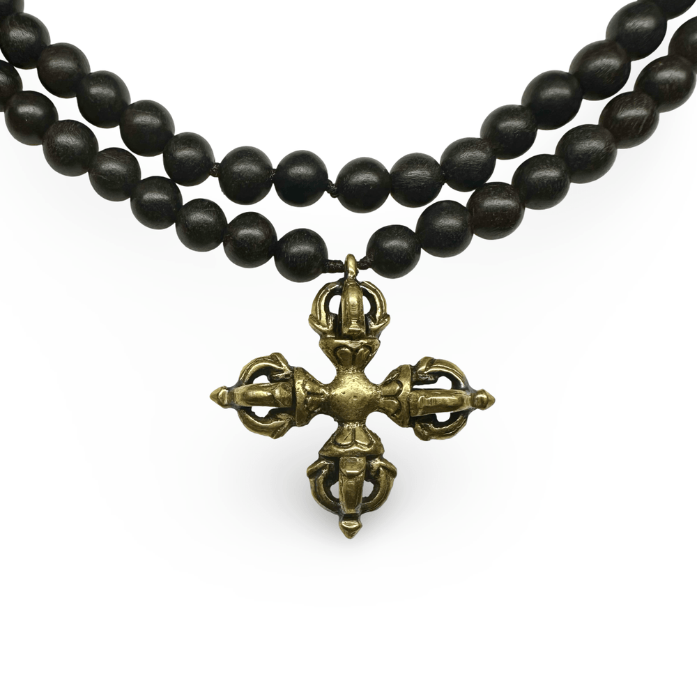 Ebenholz - Mala mit Doppel - Vajra - Atelier Tibet