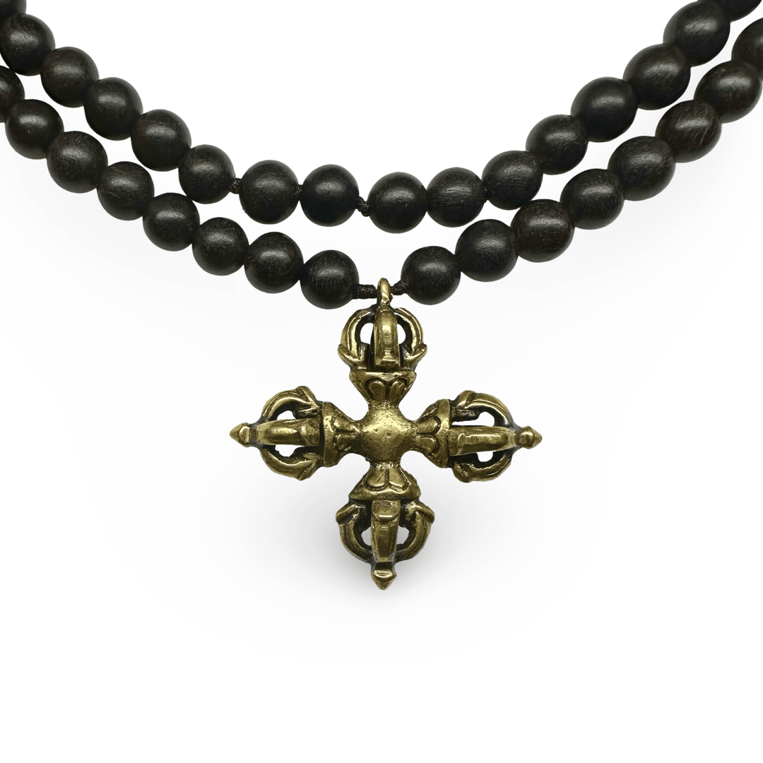 Ebenholz - Mala mit Doppel - Vajra - Atelier Tibet