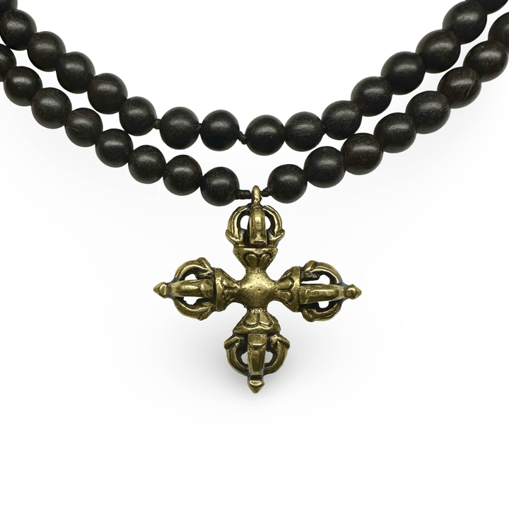 Ebenholz - Mala mit Doppel - Vajra - Atelier Tibet