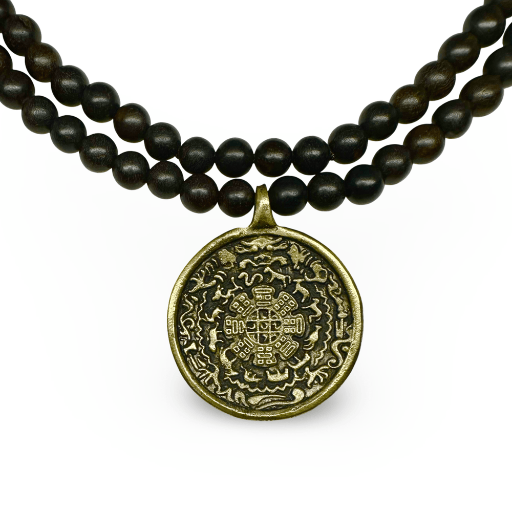 Ebenholz - Mala mit Schutz - Amulett - Atelier Tibet