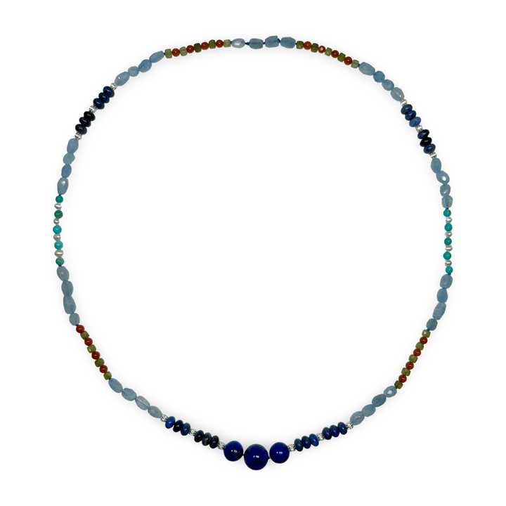 Farbenfrohe Halskette aus acht Kostbarkeiten - Atelier Tibet