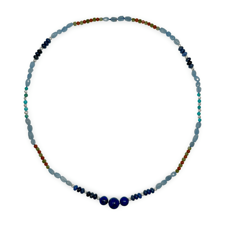 Farbenfrohe Halskette aus acht Kostbarkeiten - Atelier Tibet