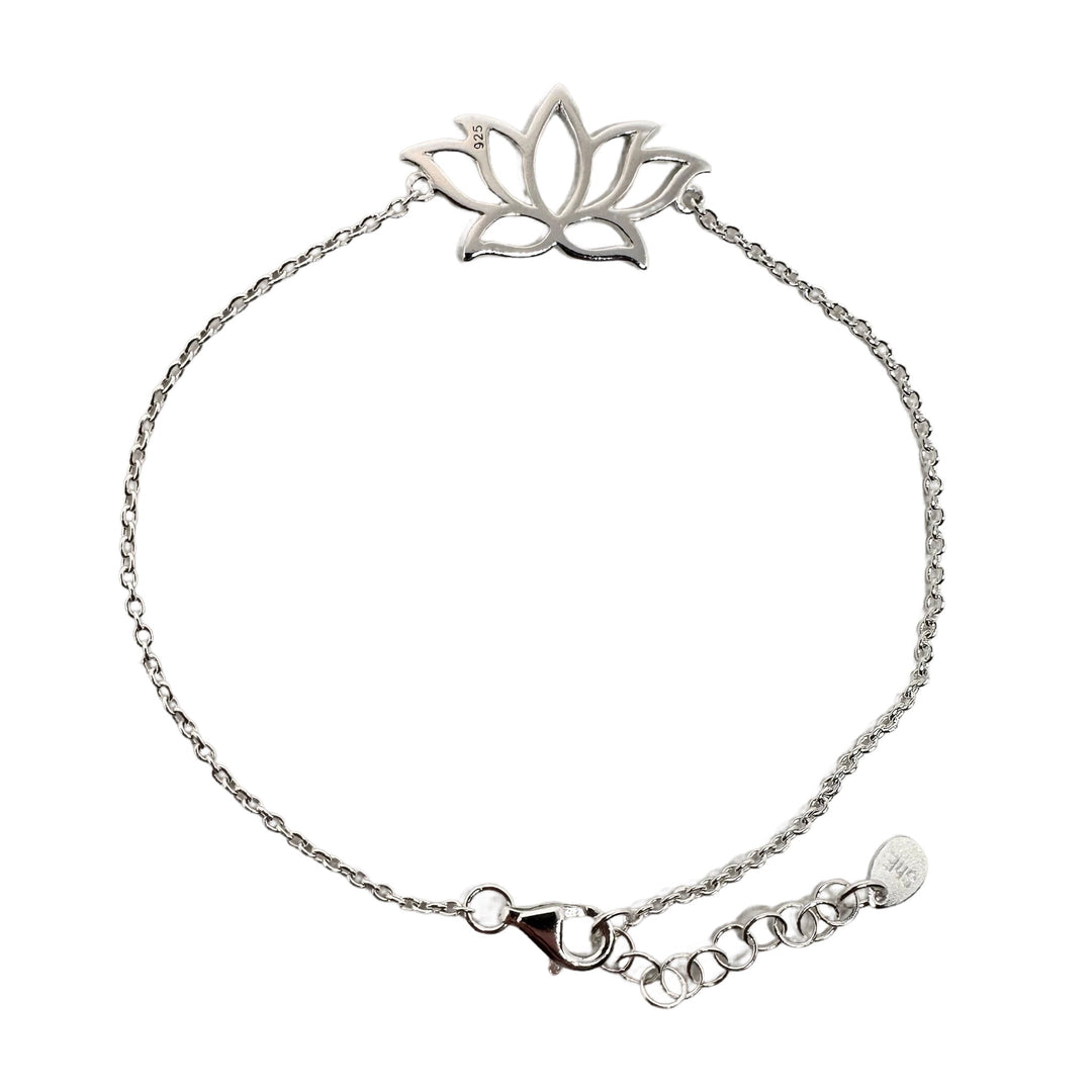 Feine Silber-Armkette mit Lotus-Anhänger - Atelier Tibet