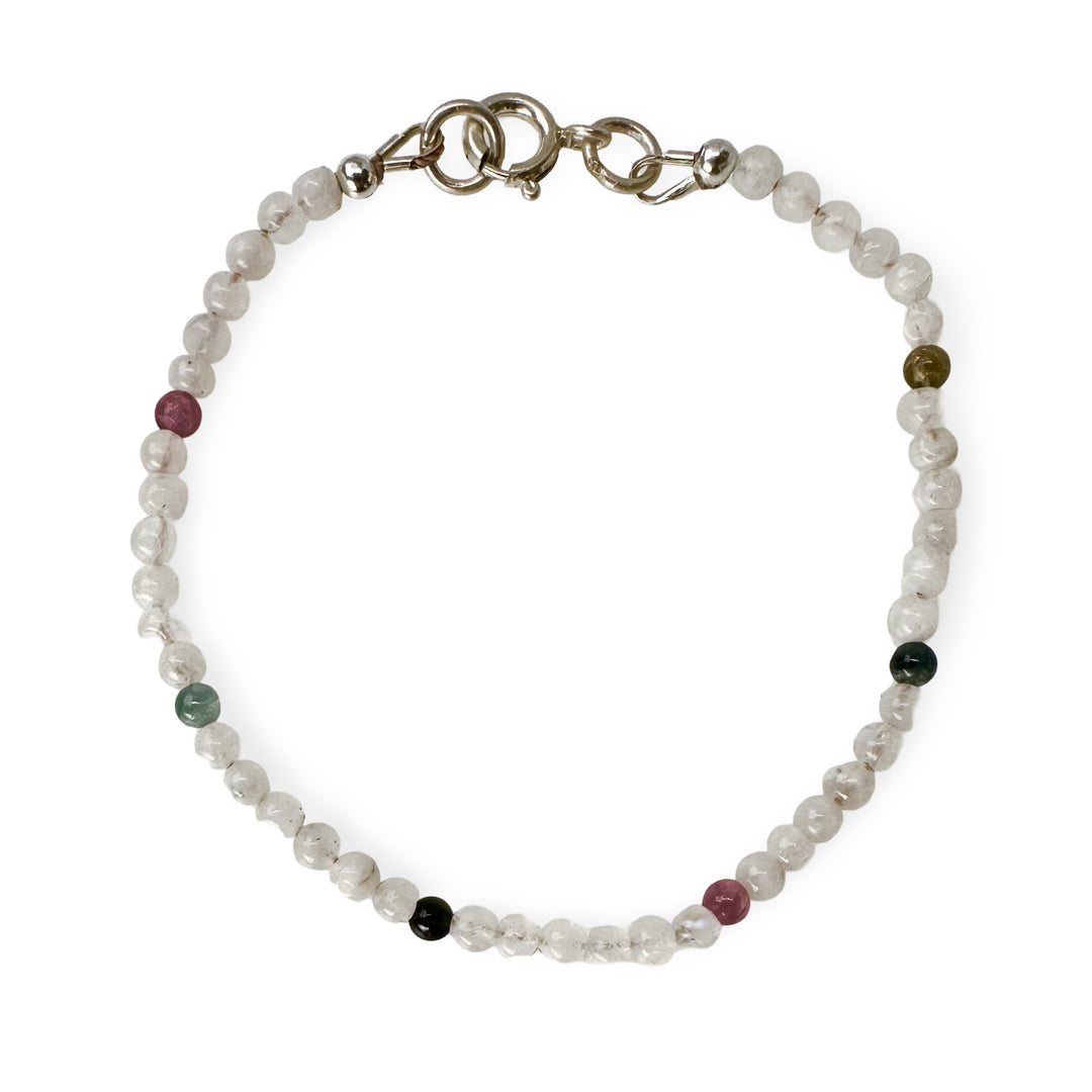 Feines Mondstein - und Turmalin Mala - Armband - Atelier Tibet