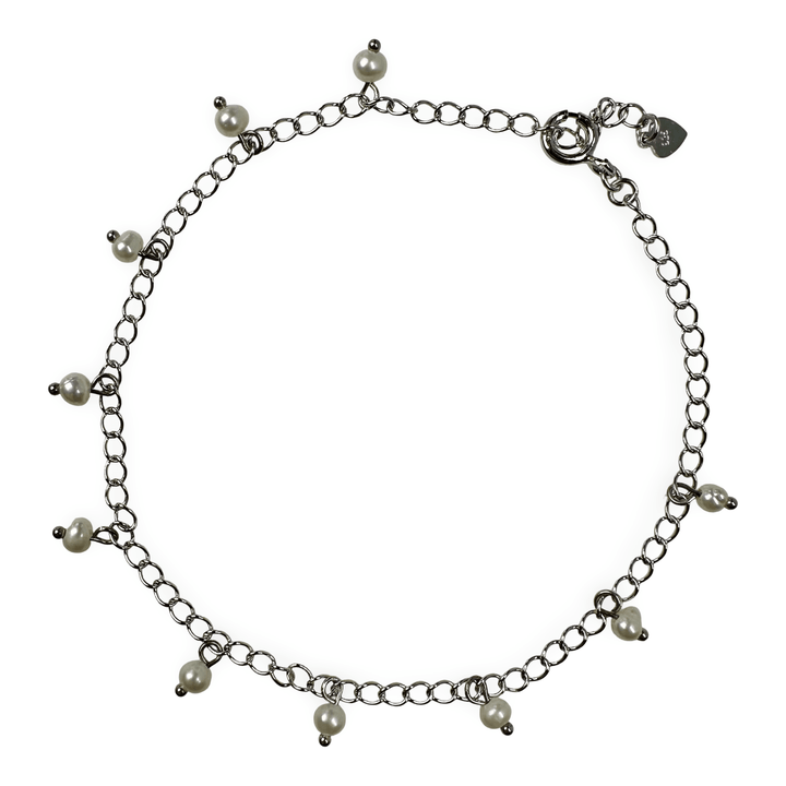 Fusskettchen mit aus Silber mit Süsswasserperlen - Atelier Tibet