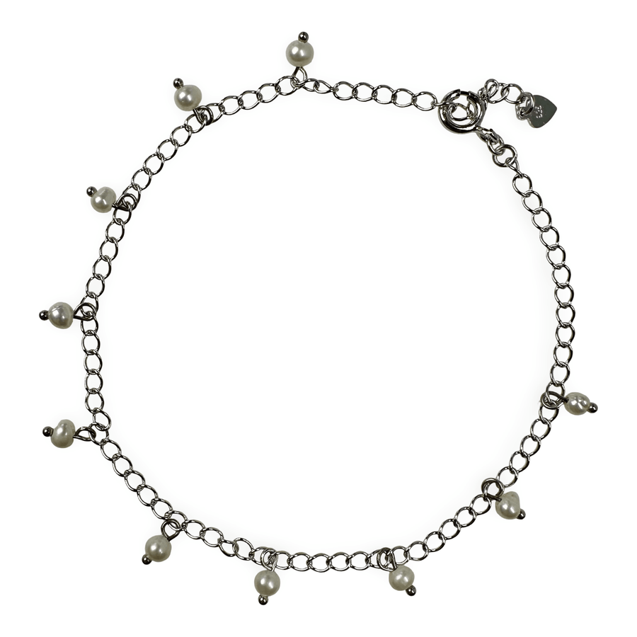 Fusskettchen mit aus Silber mit Süsswasserperlen - Atelier Tibet