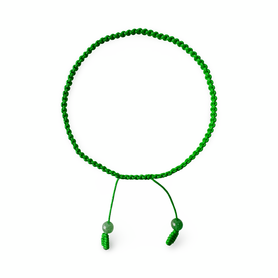 Grasgrünes handgeknüpftes Armband - Atelier Tibet
