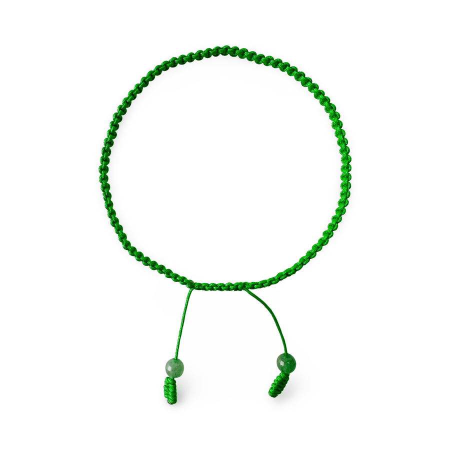 Grasgrünes handgeknüpftes Armband - Atelier Tibet