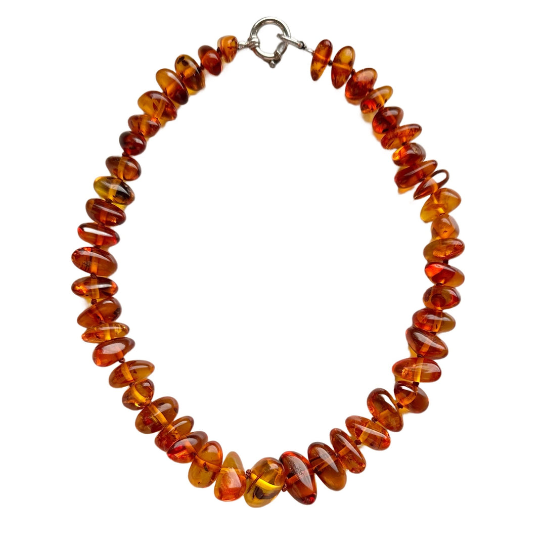 Grosse Bernstein-Kette mit schönem Cognac-Farbton - Atelier Tibet