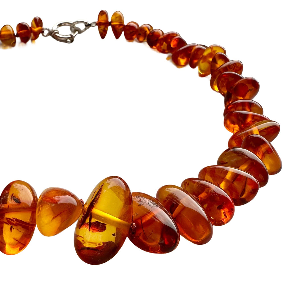 Grosse Bernstein-Kette mit schönem Cognac-Farbton - Atelier Tibet