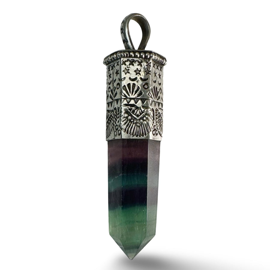Grosser Fluorit - Anhänger mit Silber - Atelier Tibet