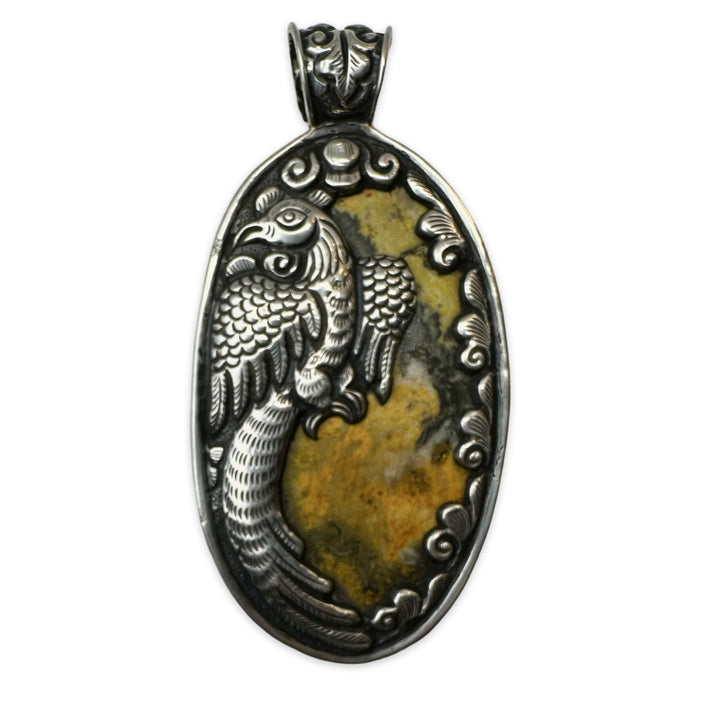 Grosser Jaspis - Pfau - Anhänger - Atelier Tibet