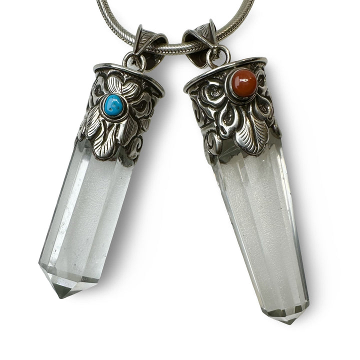 Grosser Kristall - Anhänger mit Silber - Atelier Tibet