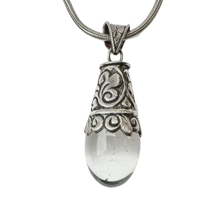 Grosser Kristalltropfen - Anhänger mit Silber - Atelier Tibet