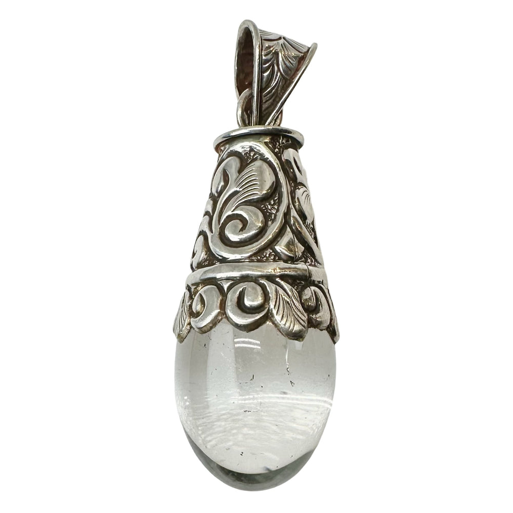 Grosser Kristalltropfen - Anhänger mit Silber - Atelier Tibet