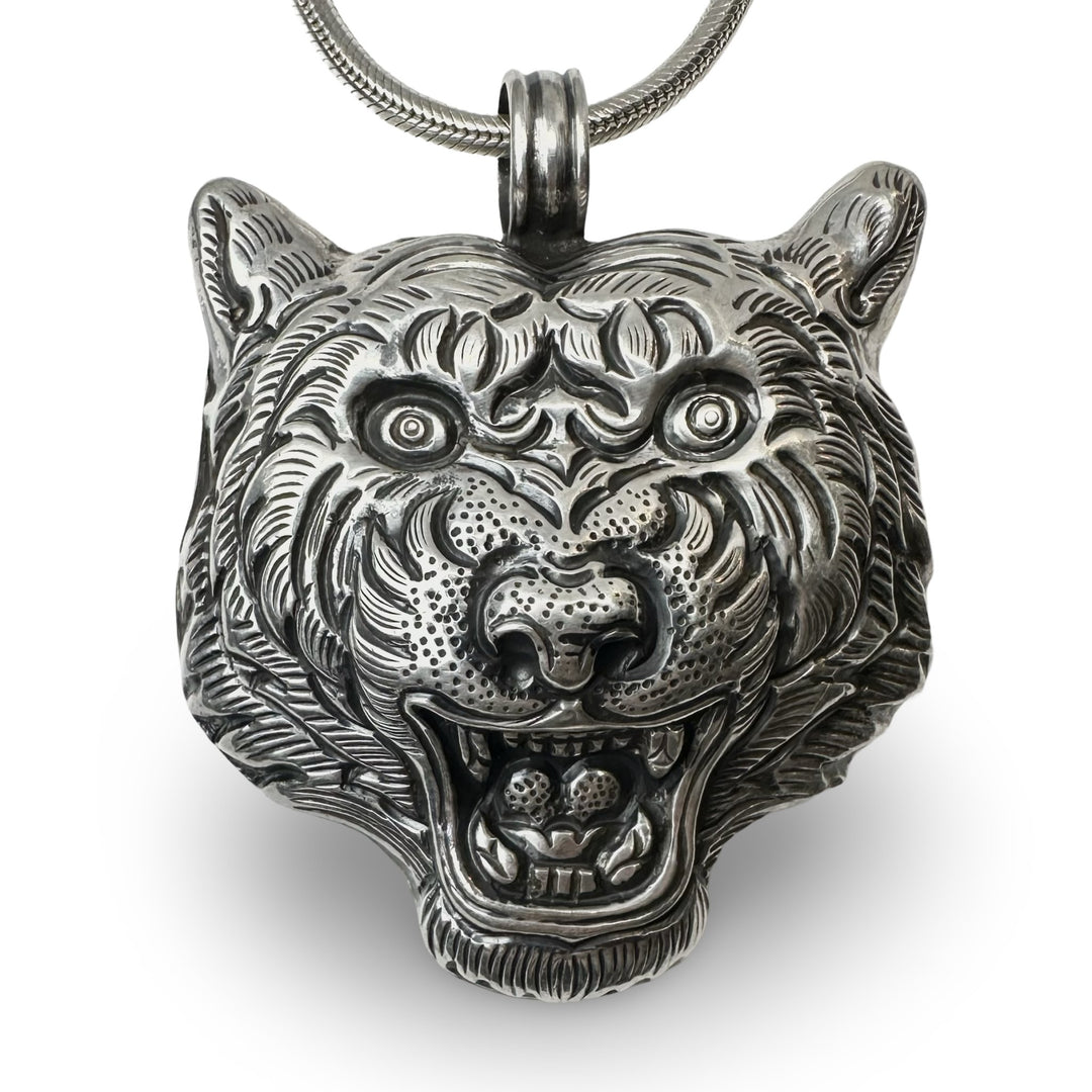 Grosser Tigerkopf - Anhänger aus Silber - Atelier Tibet