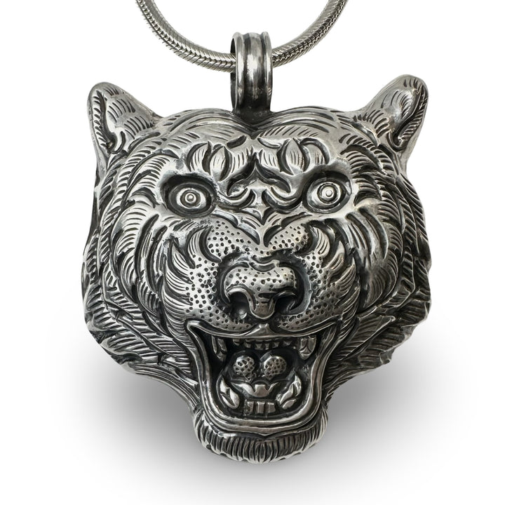 Grosser Tigerkopf - Anhänger aus Silber - Atelier Tibet