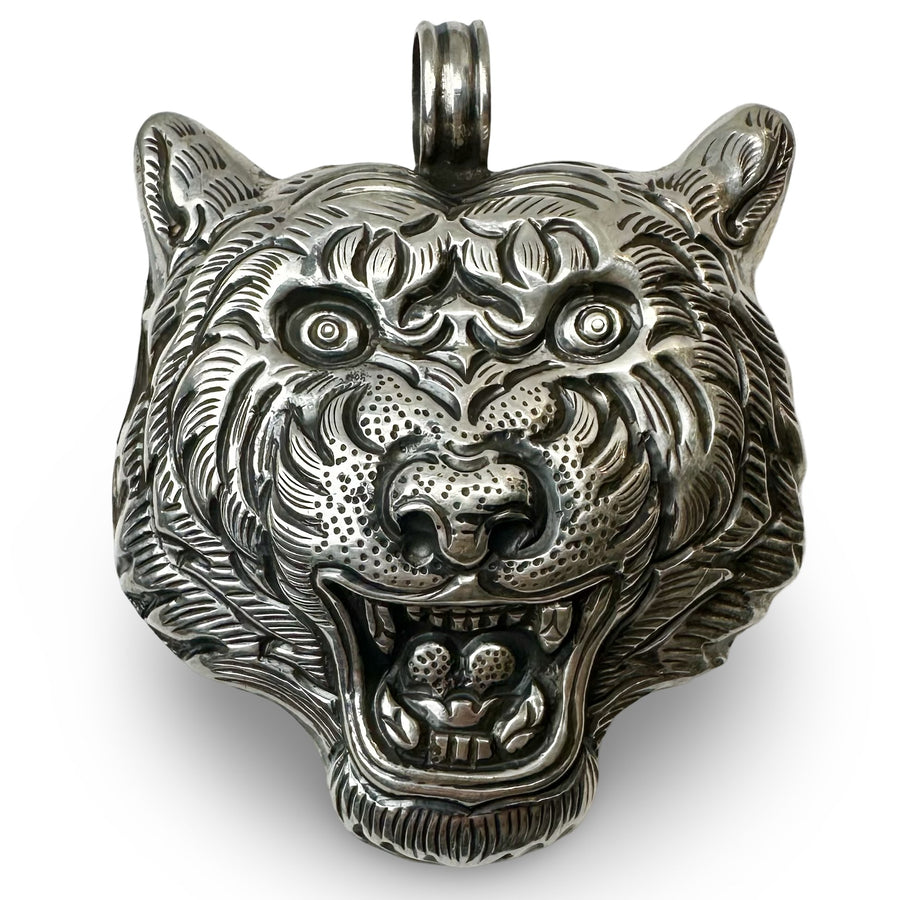 Grosser Tigerkopf - Anhänger aus Silber - Atelier Tibet