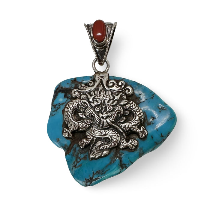 Grosser Türkis - Drache - Anhänger - Atelier Tibet
